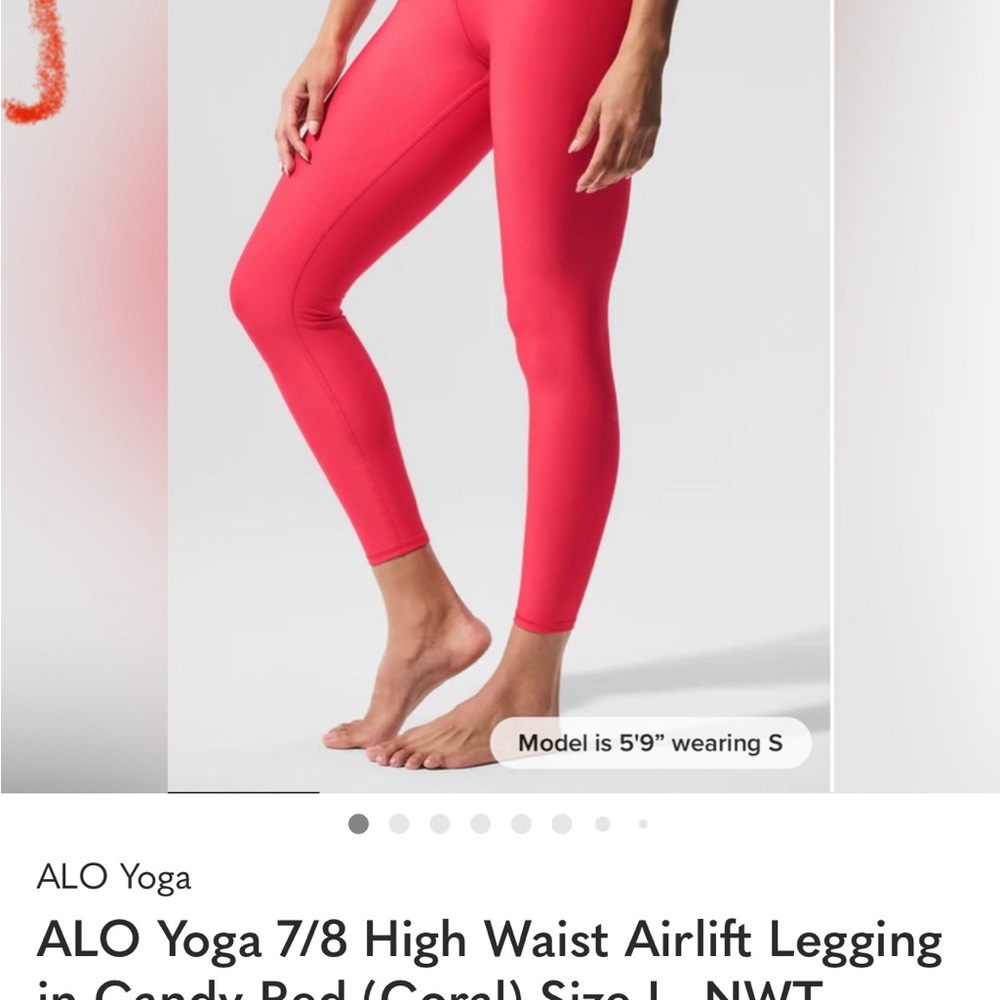 ALO Yoga High Waist Airlift 7/8 Leggings in Bright coral Pink. New without Tags